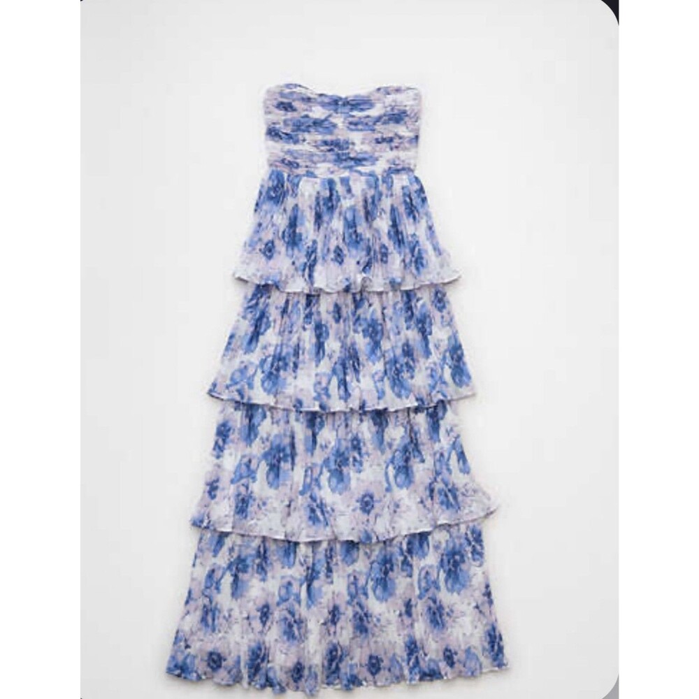 Fairy Whimsical Floral Romantic Strapless Tiered  American Eagle Dress Size XXL